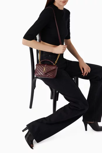 College Mini Chain Bag In Shiny Crackled Leather