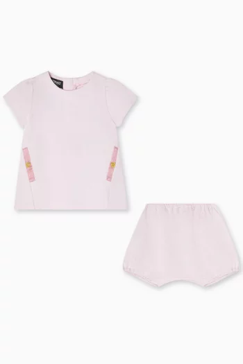 Logo Dress in Crepe Satin