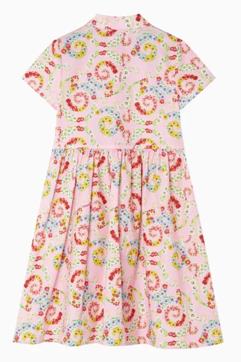 Barocco Flowers Dress in Poplin