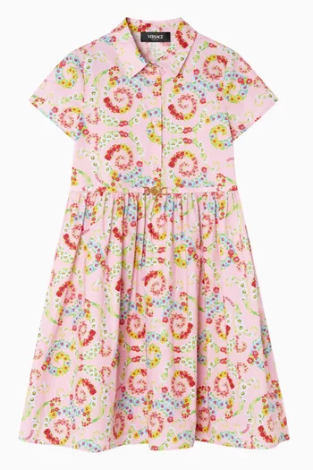 Barocco Flowers Dress in Poplin