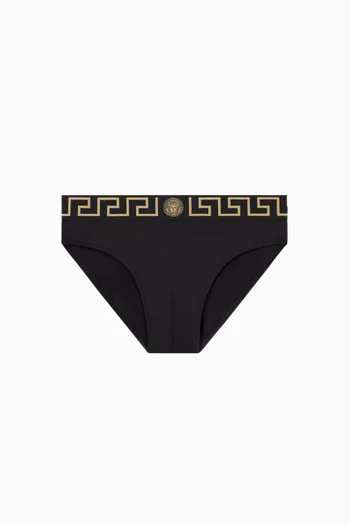 شورت سباحة بشريط نقشة غريكا نايلون مطاطي