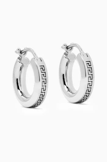 Greca Hoop Earrings in Silver-tone Brass