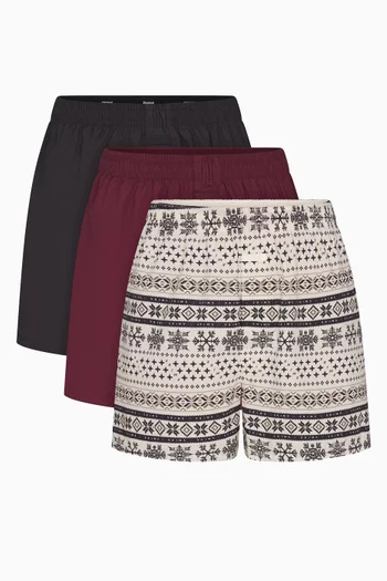 Cotton Poplin Boxers, Set of 3