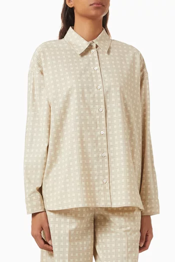 Logo Weave Shirt in Twill Cotton Viscose