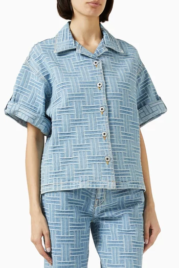 Weave Jacquard Oversized Shirt in Japanese Denim