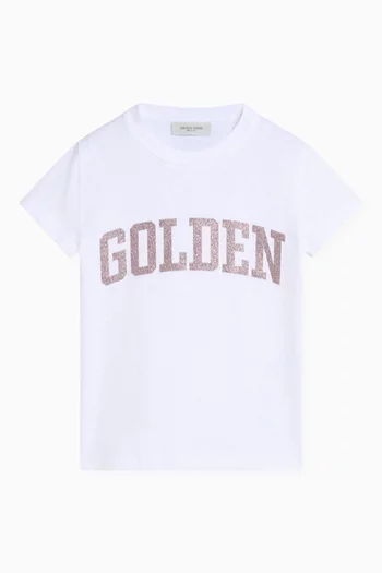 تي شيرت بطبعة كلمة Golden قطن جيرسيه