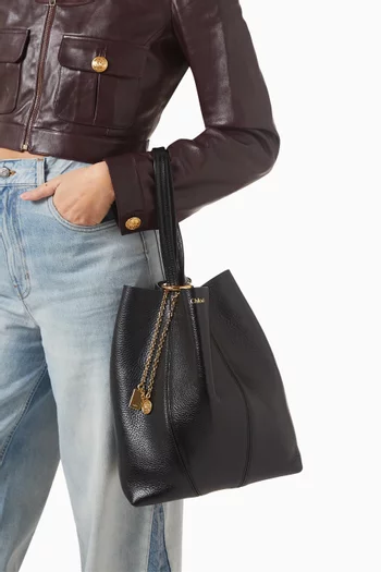 Medium Spin Tote Bag in Grained Leather