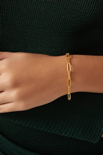 سوار بتصميم سلسلة بحلقات رأسية فضة مطلية ذهب عيار 18