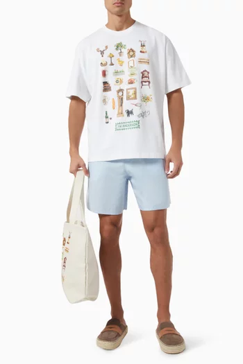 Printed Shorts in Linen Blend