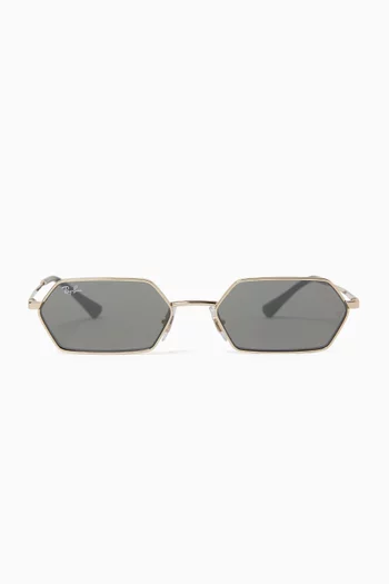 Yevi Hexagonal Sunglasses in Metal