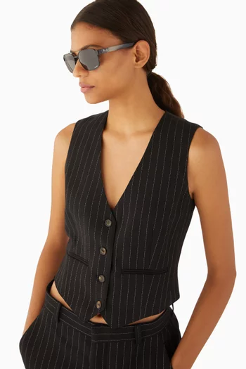 Square Aviator Sunglasses in Metal