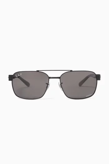 Square Aviator Sunglasses in Metal