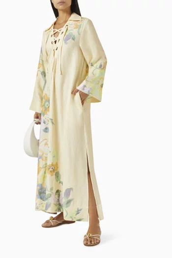 Lace-up Kaftan in Linen