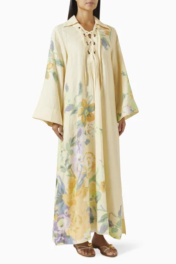 Lace-up Kaftan in Linen