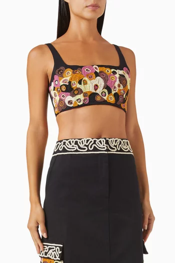 Bel Air Embellished Bra Top in Cotton Twill