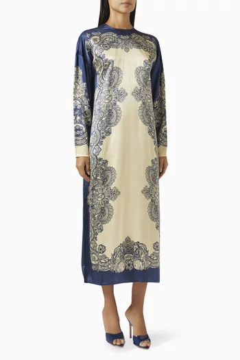Islands Midi Column Dress in Silk-satin