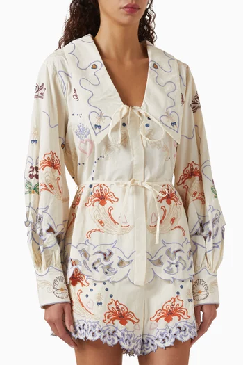 Match Makers Embroided Blouse in Cotton