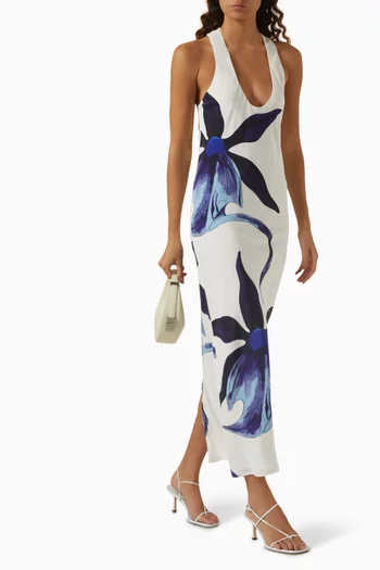 Ink Ghost Orchid Luis Maxi Dress in Silk