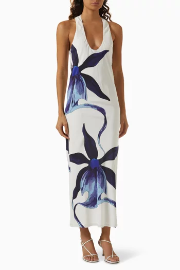 Ink Ghost Orchid Luis Maxi Dress in Silk