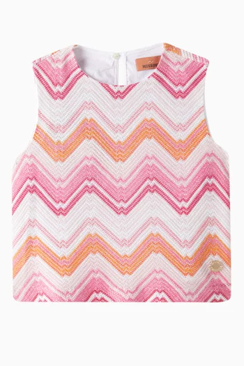 Chevron Print Sleeveless T-shirt in Cotton