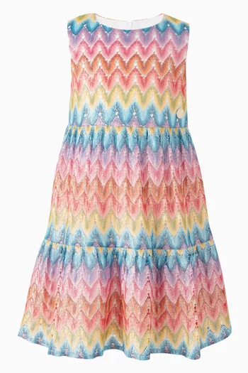 Chevron Ruffle Dress in Knit