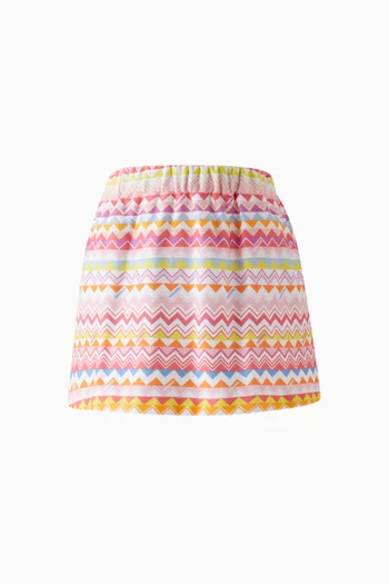 Chevron Mini Skirt in Cotton