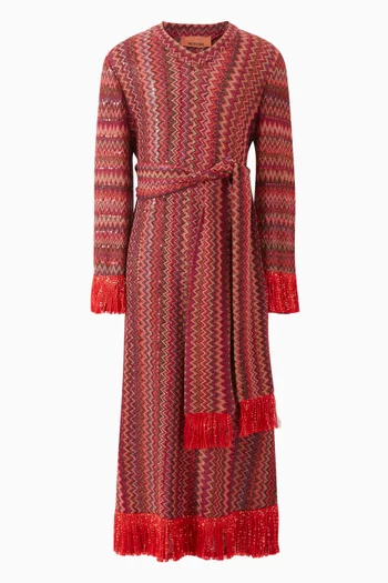 Sequin-embellished Chevron Dress in Knit