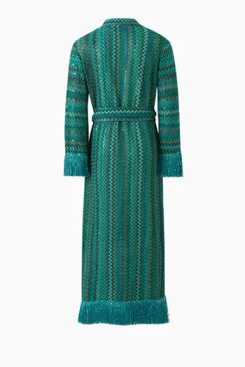 Sequin-embellished Chevron Dress in Knit