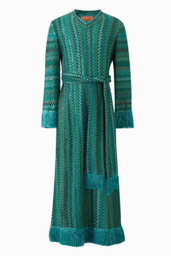 Sequin-embellished Chevron Dress in Knit
