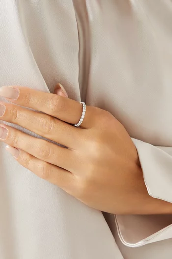 Matrix Crystal Ring in Rhodium-plated Metal