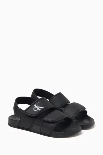 Logo-print Sandals in Faux Leather