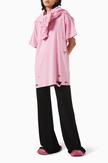 Elastic Pants in Crepe-velvet