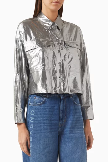 قميص الدينو قصير قطن لامع