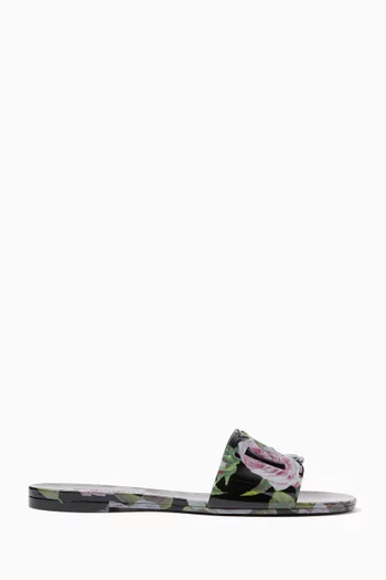 Bianca Floral-print Logo Slides in Rubber