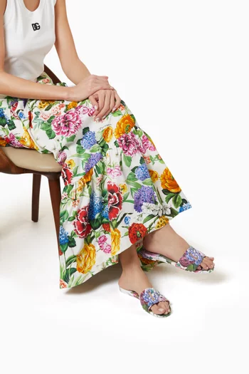 Bianca Floral-print Logo Slides in Rubber