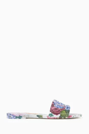 Bianca Floral-print Logo Slides in Rubber