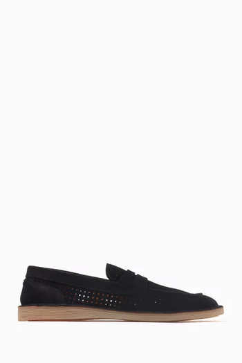 Perforated Loafers in Suede