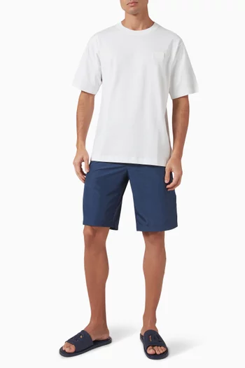 Long Logo Plaque Swim Shorts in Nylon
