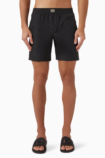 Mid-length Logo Plaque Swim Shorts in Nylon