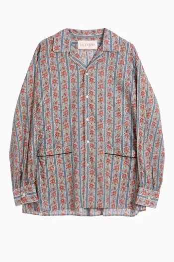 Voyage Imaginaire Pyjama Shirt in Cotton Muslin