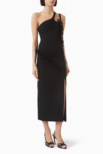 Nadia One-shoulder Midi Dress in Viscose Blend