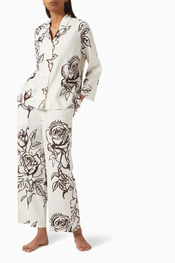 402 Pyjama Shirt & Pants Set in Cotton-stretch