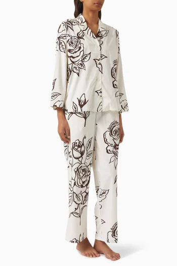 402 Pyjama Shirt & Pants Set in Cotton-stretch