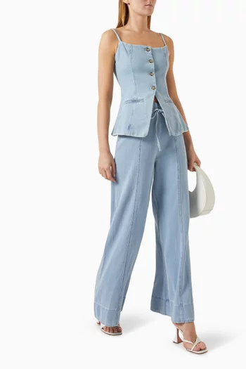 Ellsworth Pilazzo Pants in Chambray Cotton Denim
