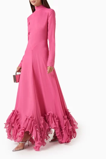 Ruffle Maxi Dress in Chiffon