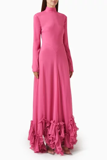 Ruffle Maxi Dress in Chiffon