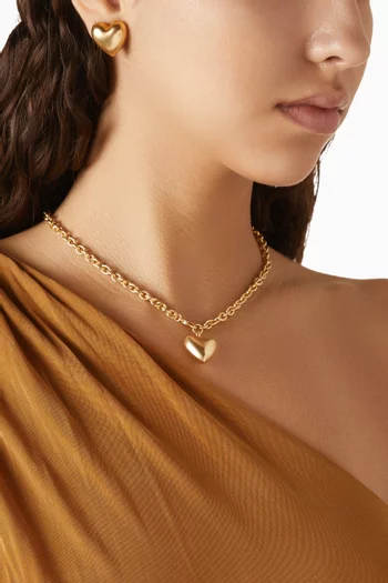 The Mini Puffy Heart Necklace in Gold-tone Brass