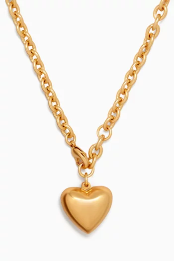 The Mini Puffy Heart Necklace in Gold-tone Brass
