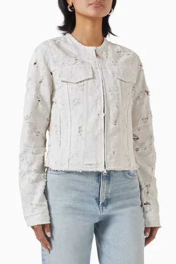 جاكيت جينا بتصميم ممزق دينم