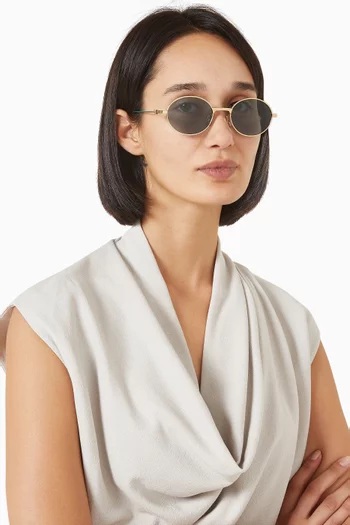 نظارة شمسية سبيد بشعار GV وإطار مستدير معدن